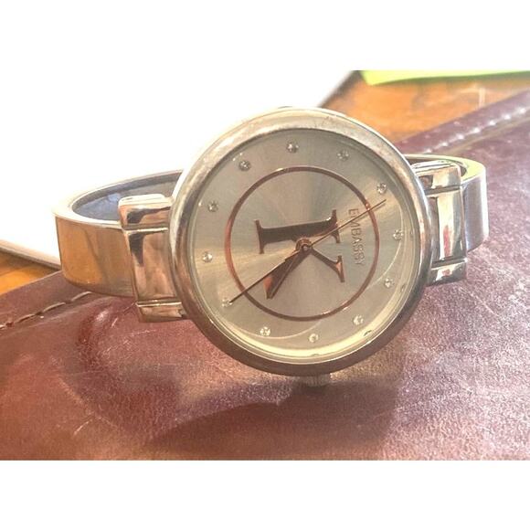 Women's 32mm Silver Tone Embassy Watch, Initial K on Face - Picture 1 of 3